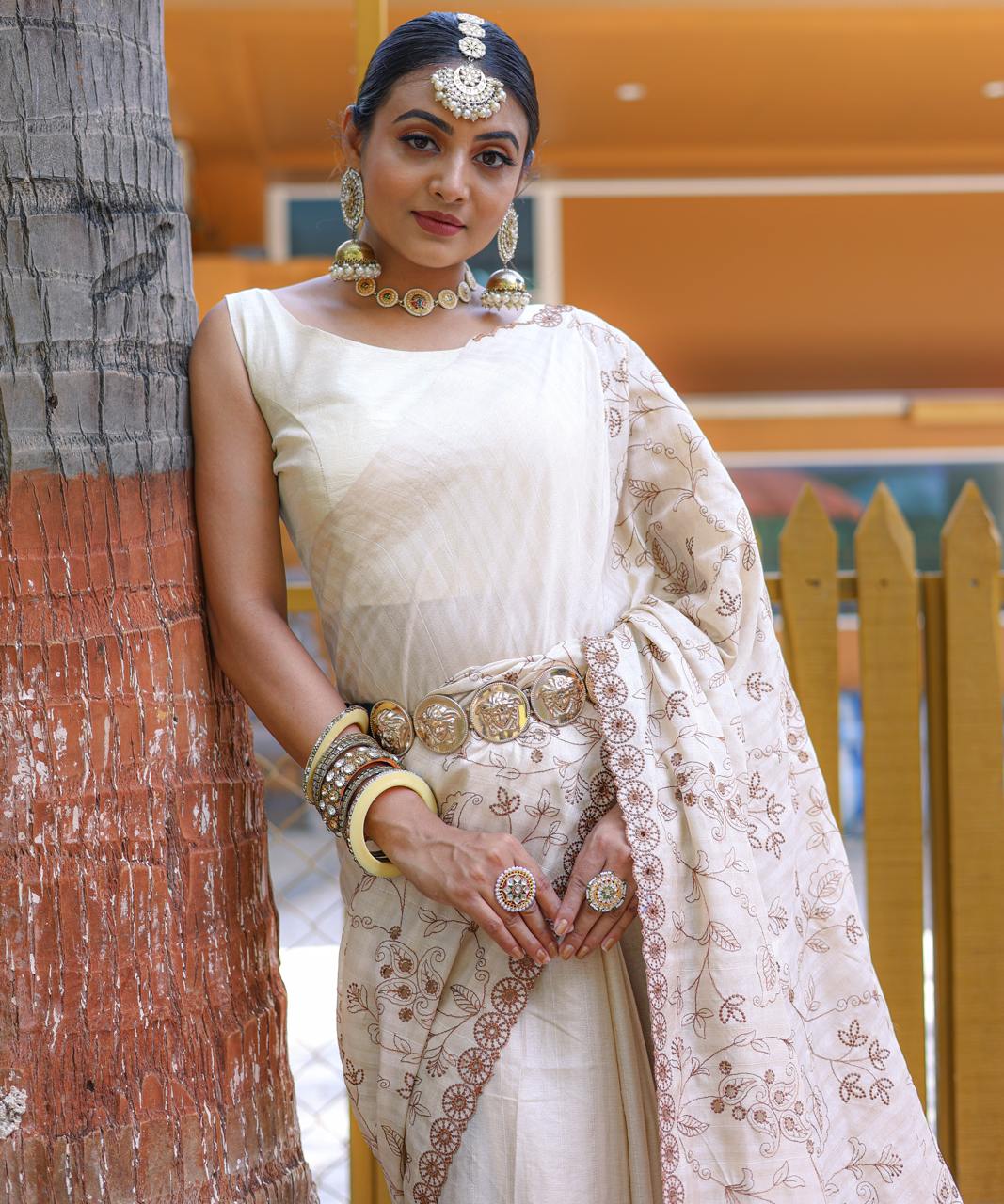 Women's Royal Prussian Blue Georgette Saree with Intricate Silver Thread & Mirror Work Embroidery – Perfect for Festive & Wedding Celebrations - Image 27